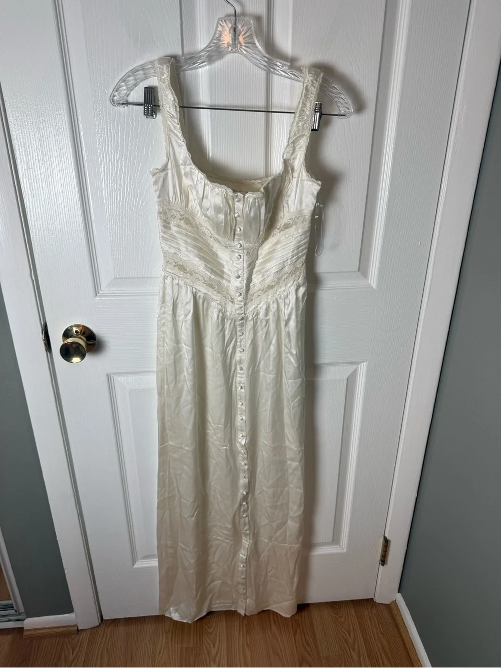 House of CB Illiana Ivory Real Silk Maxi Dress XS